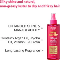 Red By Kiss Wig Spray – Extra Shine – 8 Oz -Beauty Exchanges red by kiss wig spray extra shine detangling control for remi human synthetic hair uv heat protection 8 oz 661121
