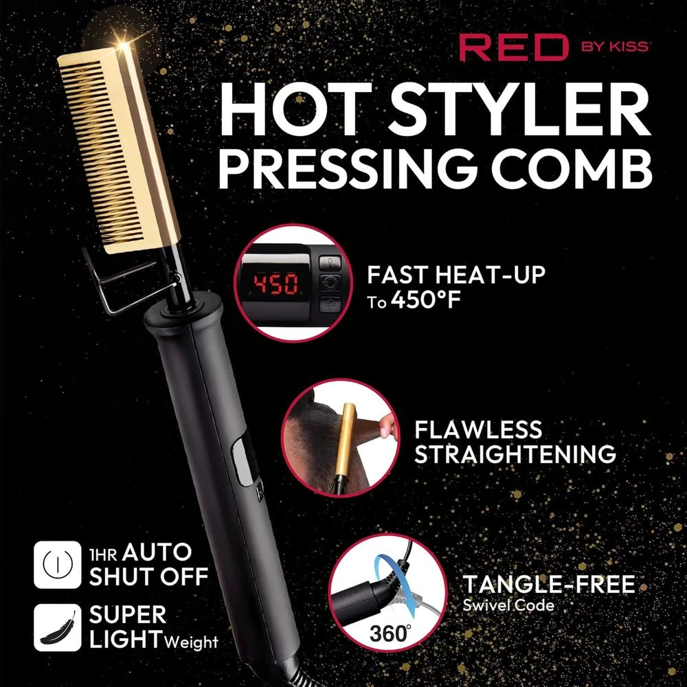 Red By Kiss Hot Styler Pressing Comb 7 Red By Kiss Hot Styler Pressing Comb - Image 5