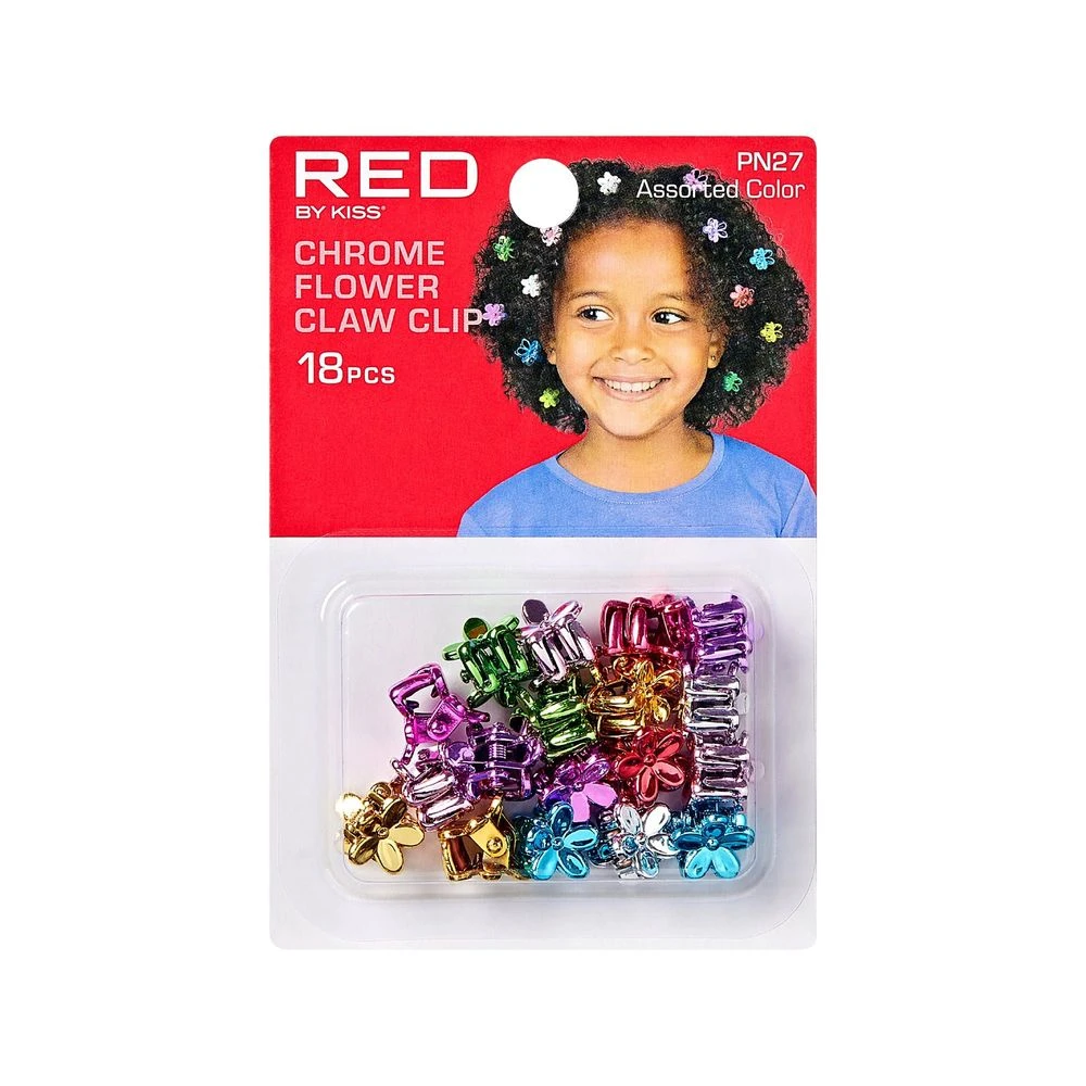 RED Kids Chrome Claw Hair Clips 4 RED Kids Chrome Claw Hair Clips - Image 2