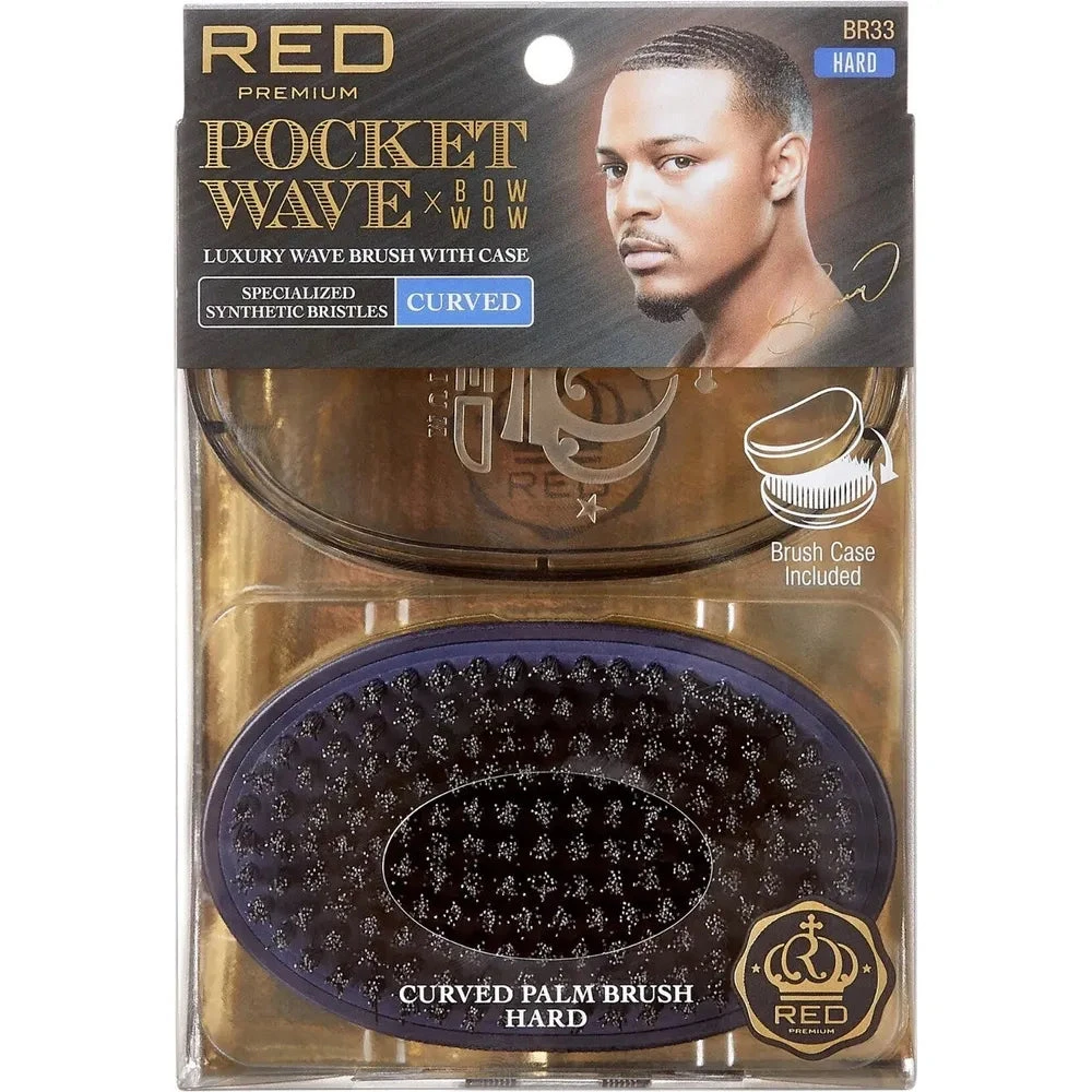 RED Pocket Wave Curved Brush BR33 - Medium Bristle 3 RED Pocket Wave Curved Brush BR33 - Medium Bristle