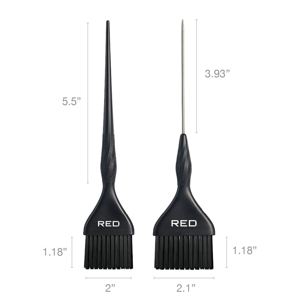 Red Professional Dual Tapered Dye Brush 2-Pack Medium HH307 5 Red Professional Dual Tapered Dye Brush 2-Pack Medium HH307 - Image 3