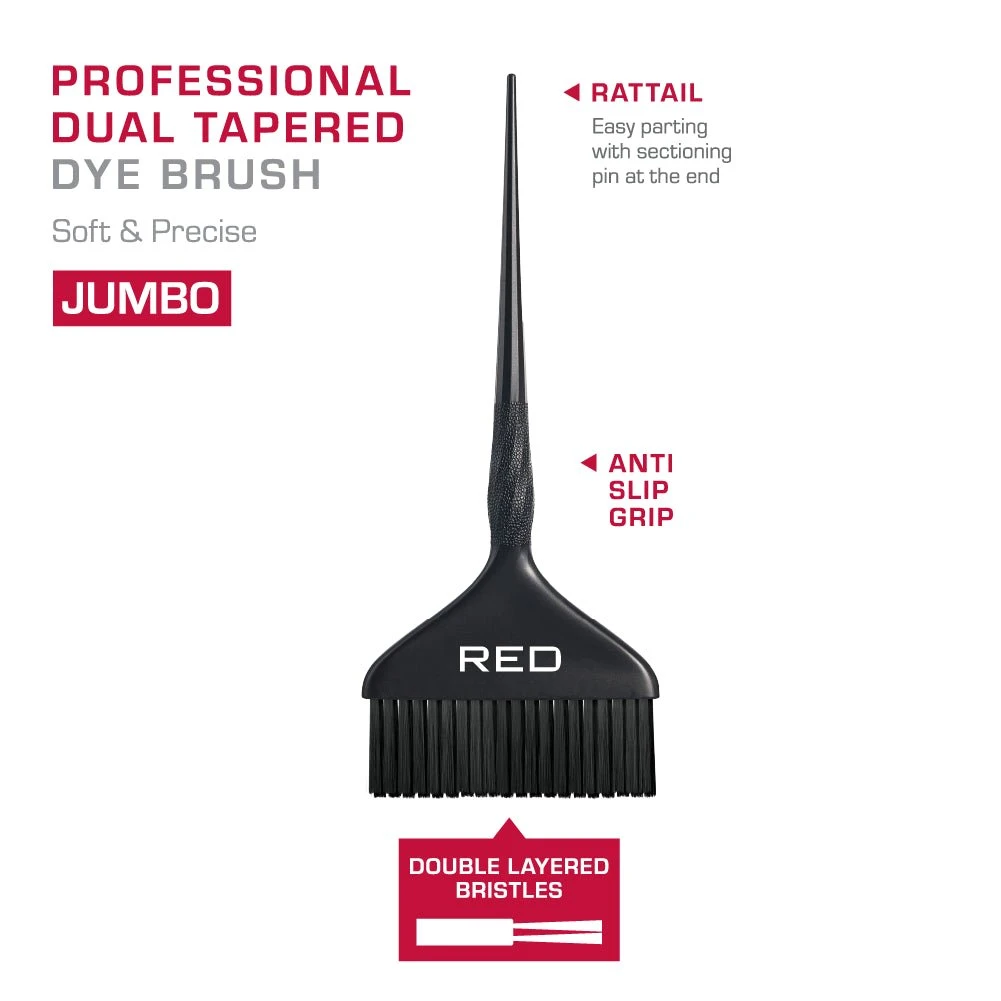 Red Professional Dual Tapered Dye Brush Jumbo 4 Red Professional Dual Tapered Dye Brush Jumbo - Image 2