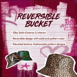 RED By KISS Reversible Satin Bucket Hat 10 RED By KISS Reversible Satin Bucket Hat -Beauty Exchanges reversible satin bucket hat leopard luxe paisley 2 in 1 fashion accessory 306894