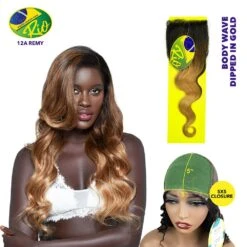 Rio 100% Virgin Human Hair Body Wave 5x5 Closure - Dipped In Gold