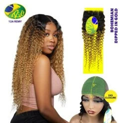 Rio 100% Virgin Human Hair Bohemian 5x5 Closure - Dipped In Gold