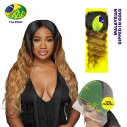 Rio 100% Virgin Human Hair Malaysian Wave 13x5 Closure - Dipped In Gold
