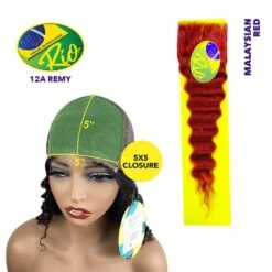 Rio 100% Virgin Human Hair Malaysian Wave 5x5 Closure - Red