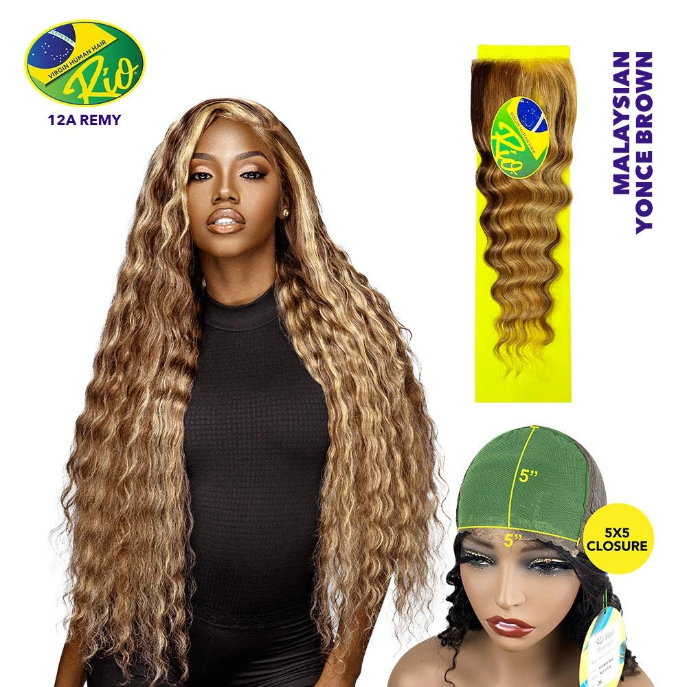Rio 100% Virgin Human Hair Malaysian Wave 5x5 Closure - Yonce Brown 3 Rio 100% Virgin Human Hair Malaysian Wave 5x5 Closure - Yonce Brown