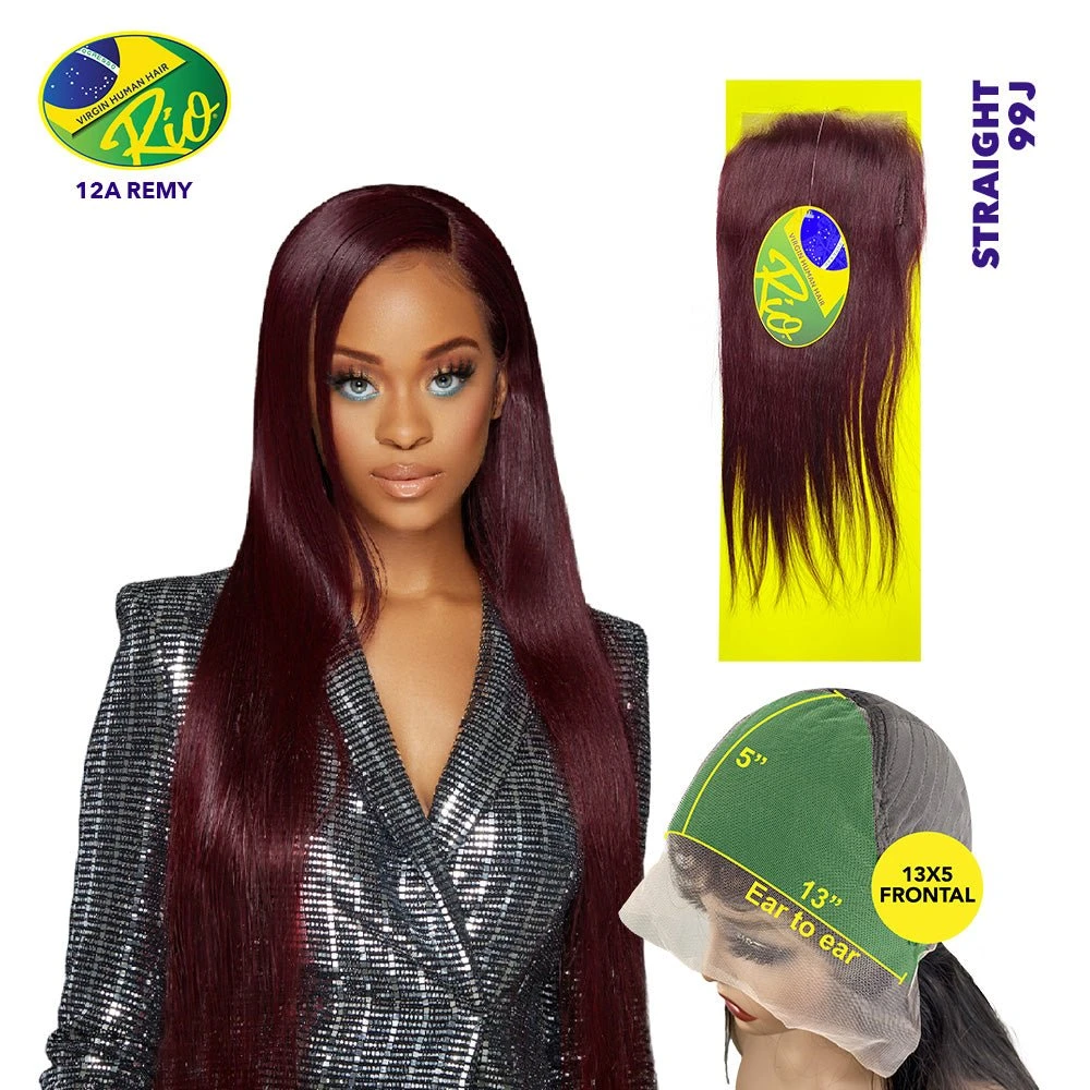 Rio 100% Virgin Human Hair Straight 13x5 Frontal - #99J 3 Rio 100% Virgin Human Hair Straight 13x5 Frontal - #99J