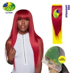 Rio 100% Virgin Human Hair Straight 13x5 Frontal - Red
