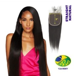 Rio 100% Virgin Human Hair Straight 5x5 Closure - Natural Color