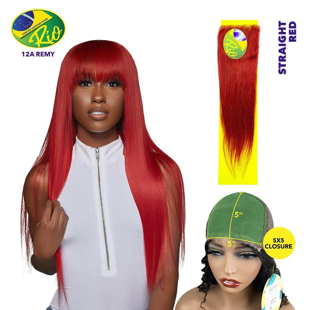 Rio 100% Virgin Human Hair Straight 5x5 Closure - Red 3 Rio 100% Virgin Human Hair Straight 5x5 Closure - Red