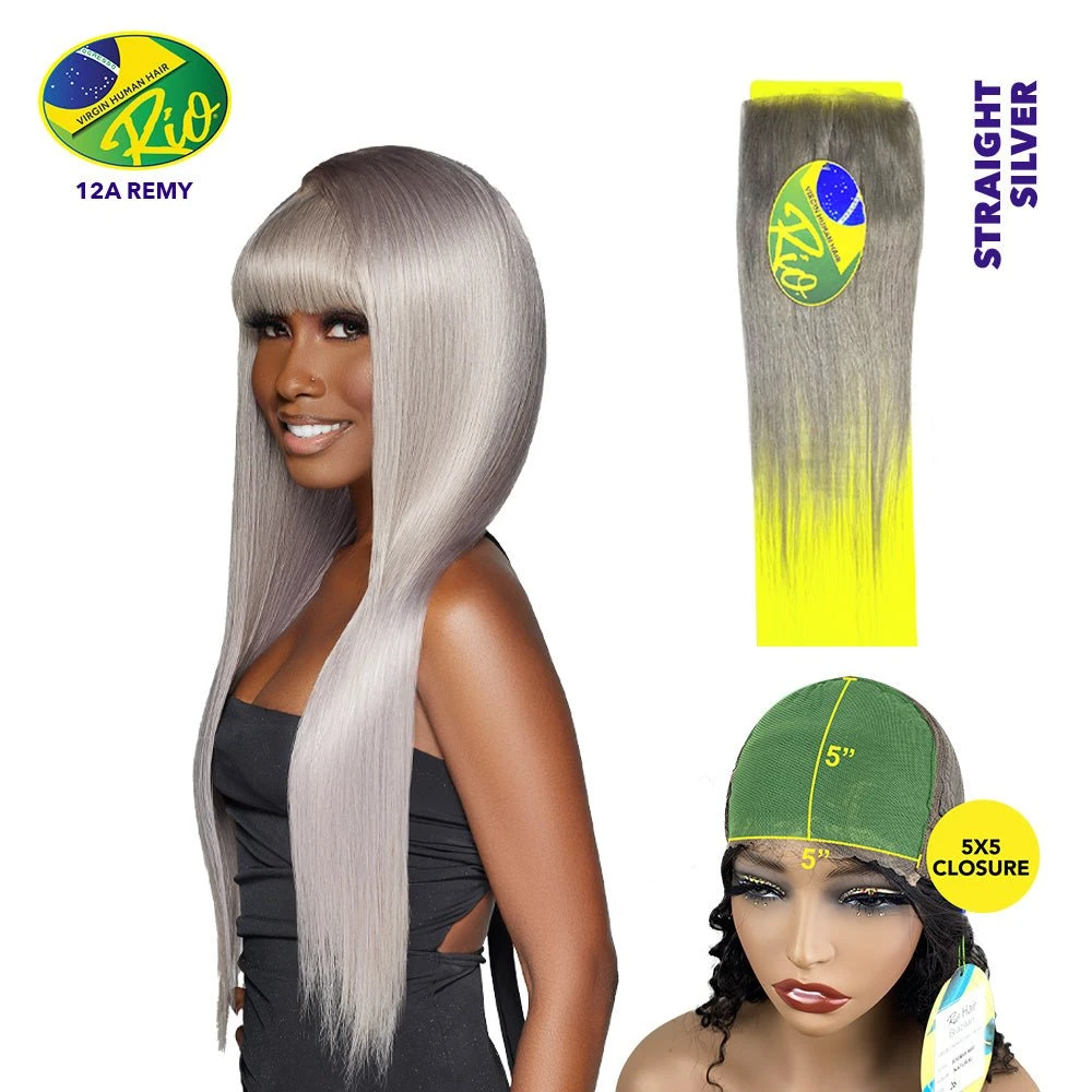 Rio 100% Virgin Human Hair Straight 5x5 Closure - Silver 3 Rio 100% Virgin Human Hair Straight 5x5 Closure - Silver