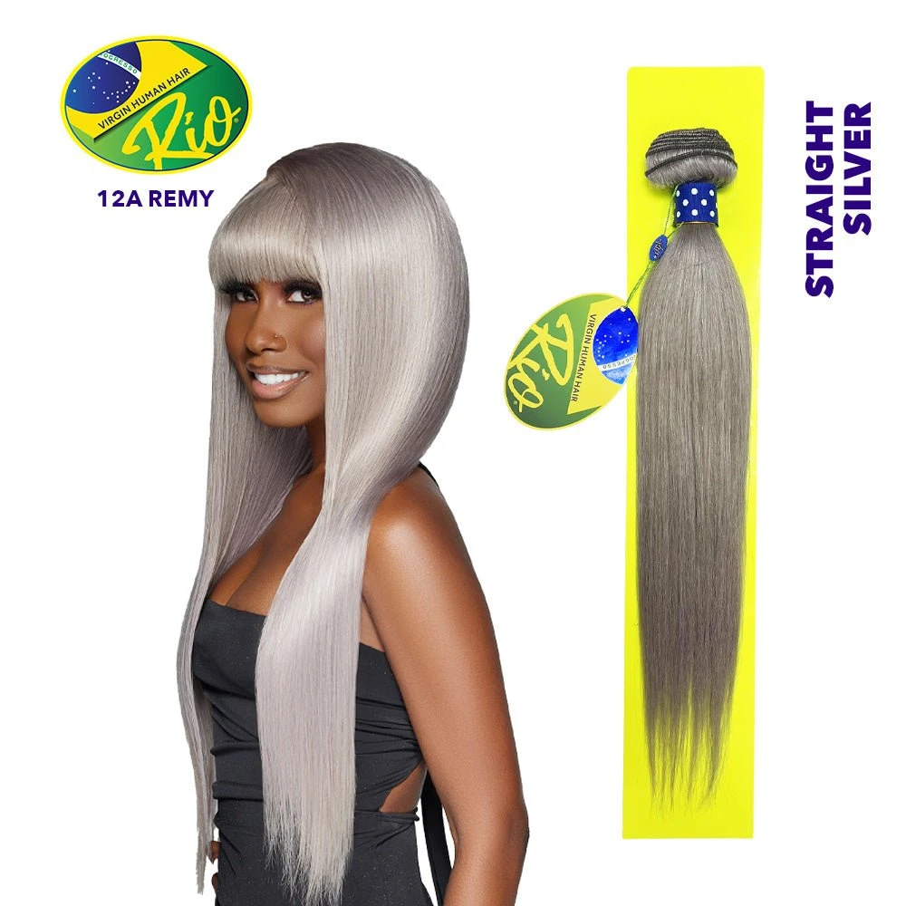Rio 100% Virgin Human Hair Straight Single Bundles - Silver 3 Rio 100% Virgin Human Hair Straight Single Bundles - Silver