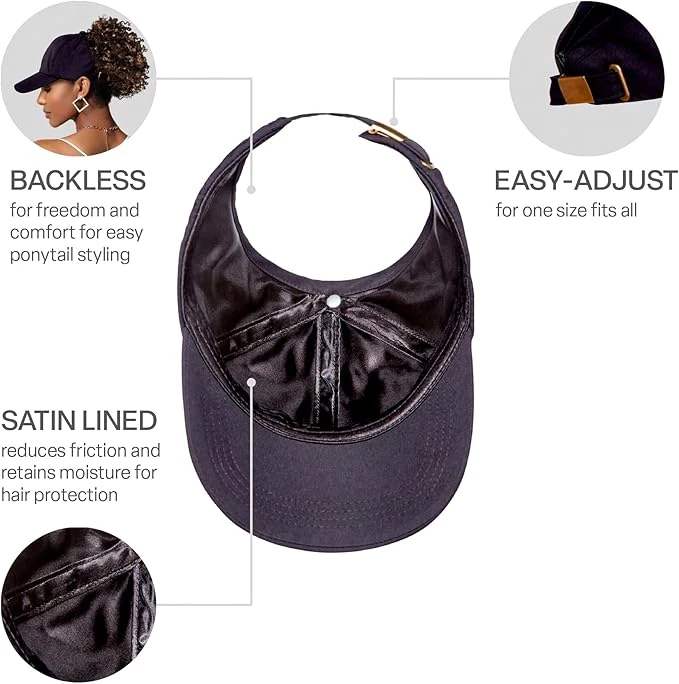 Red Satin Lined Backless Baseball Cap – One Size 8 Red Satin Lined Backless Baseball Cap – One Size - Image 6