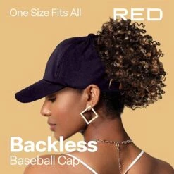 Red Satin Lined Backless Baseball Cap – One Size