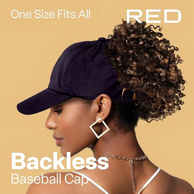 Red Satin Lined Backless Baseball Cap – One Size 3 Red Satin Lined Backless Baseball Cap – One Size