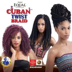 Shake N Go Freetress Equal Cuban Twist Braid - 16” -Beauty Exchanges shake n go freetress equal cuban twist braid 16 double strand style bold natural look lightweight soft 214850