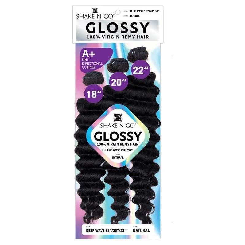 Shake-N-Go Glossy 100% Virgin Remy Hair Bundle Multipack - Deep Wave 3 Shake-N-Go Glossy 100% Virgin Remy Hair Bundle Multipack - Deep Wave