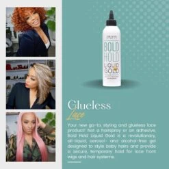 The Hair Diagram Bold Hold Liquid Gold Reloaded Lace Gel - 4oz -Beauty Exchanges the hair diagram bold hold liquid gold reloaded glue less lace gel temporary hold for wigs and hair systems styling agent for baby hairs non toxic aerosol alcoh 414762